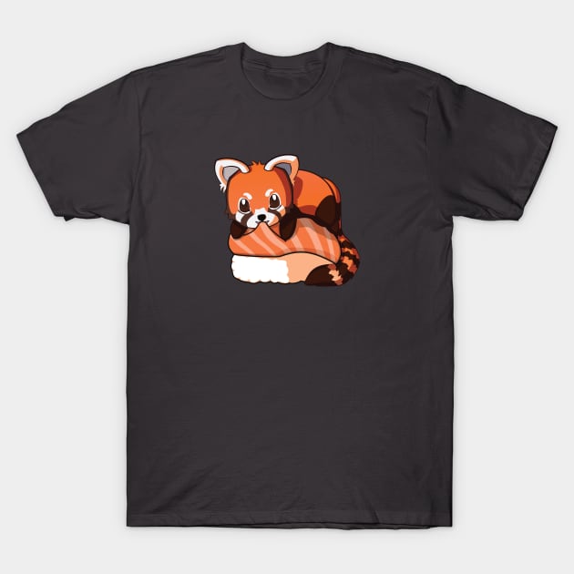 Red Panda Salmon Sushi T-Shirt by Myanko